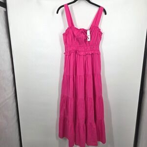 NEW J. Crew SZ S Sevilla Pink Tiered Dress Milkmaid Maxi Pairie Maxi Barbie